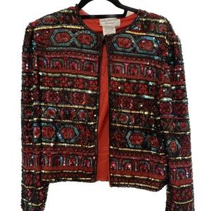 Vintage beaded / embroidered silk top / light jacket